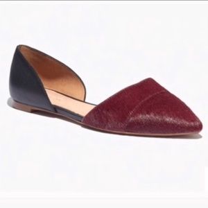 EUC Madewell flats, black with maroon faux fur